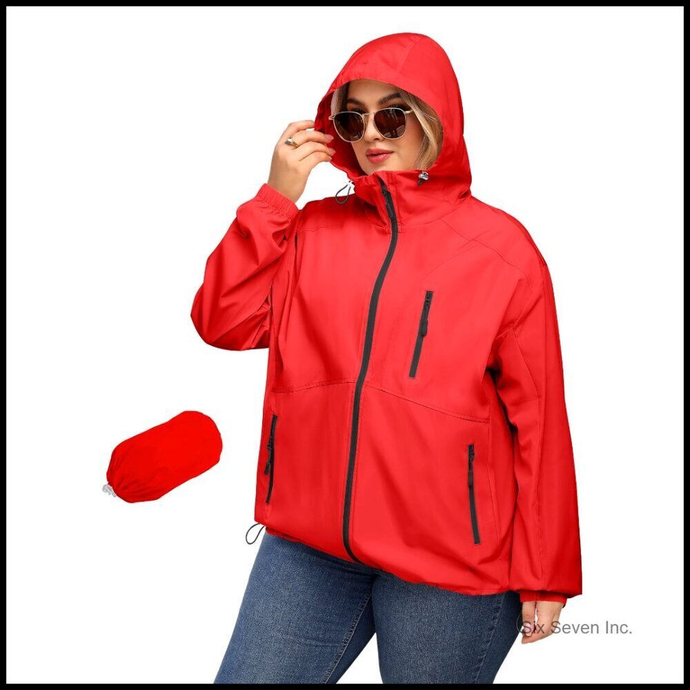 Lightweight Packable Trench Raincoat Windproof Waterproof Plus Size Outdoor
